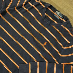 Vintage‎ Polo Ralph Lauren Sweater Mens Sz Large Striped Pima Cotton Preppy Blue